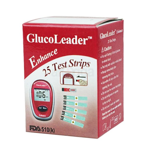 Glucoleader Enhance Blood Glucose Test Strips Blue 25's Pack - Image 2